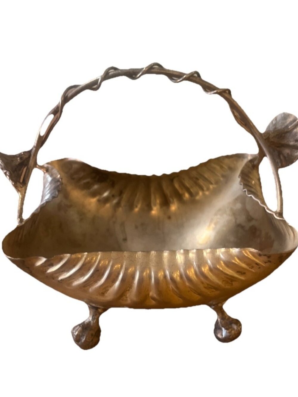 Antique Style Silver Plated Bowl With Ornate Handle And Legs Bridgerton